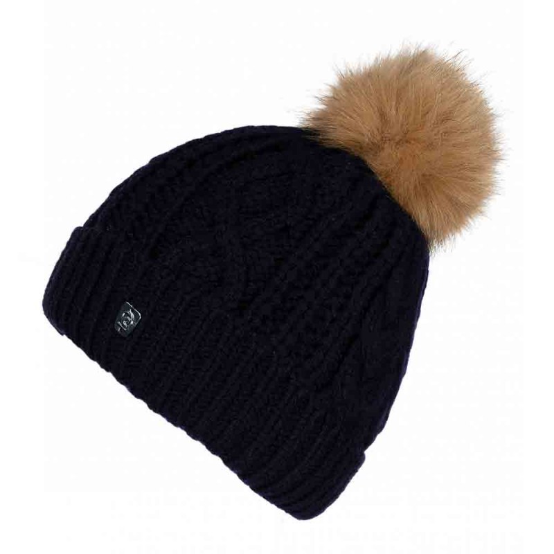 dark blue bobble hat